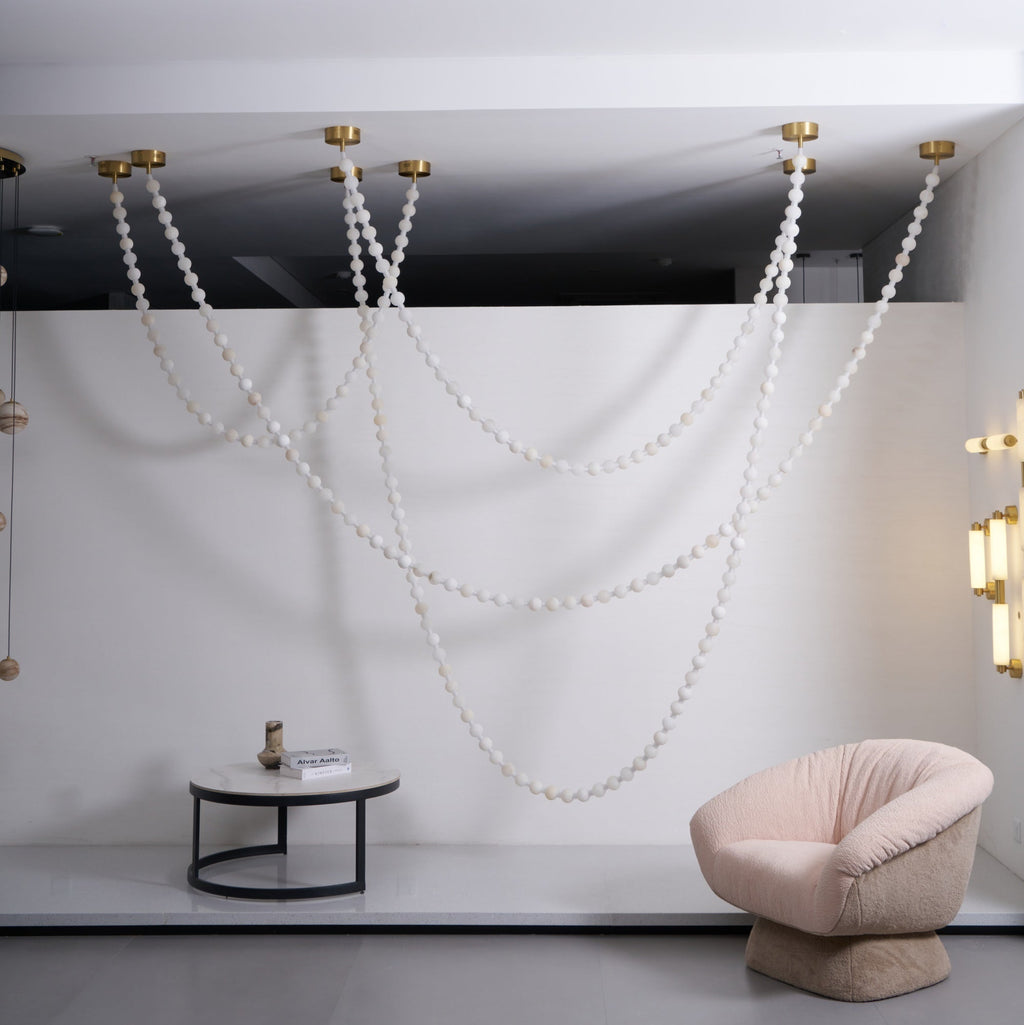 Alabaster Pearl Necklace Chandelier by Bling Lighting Studio