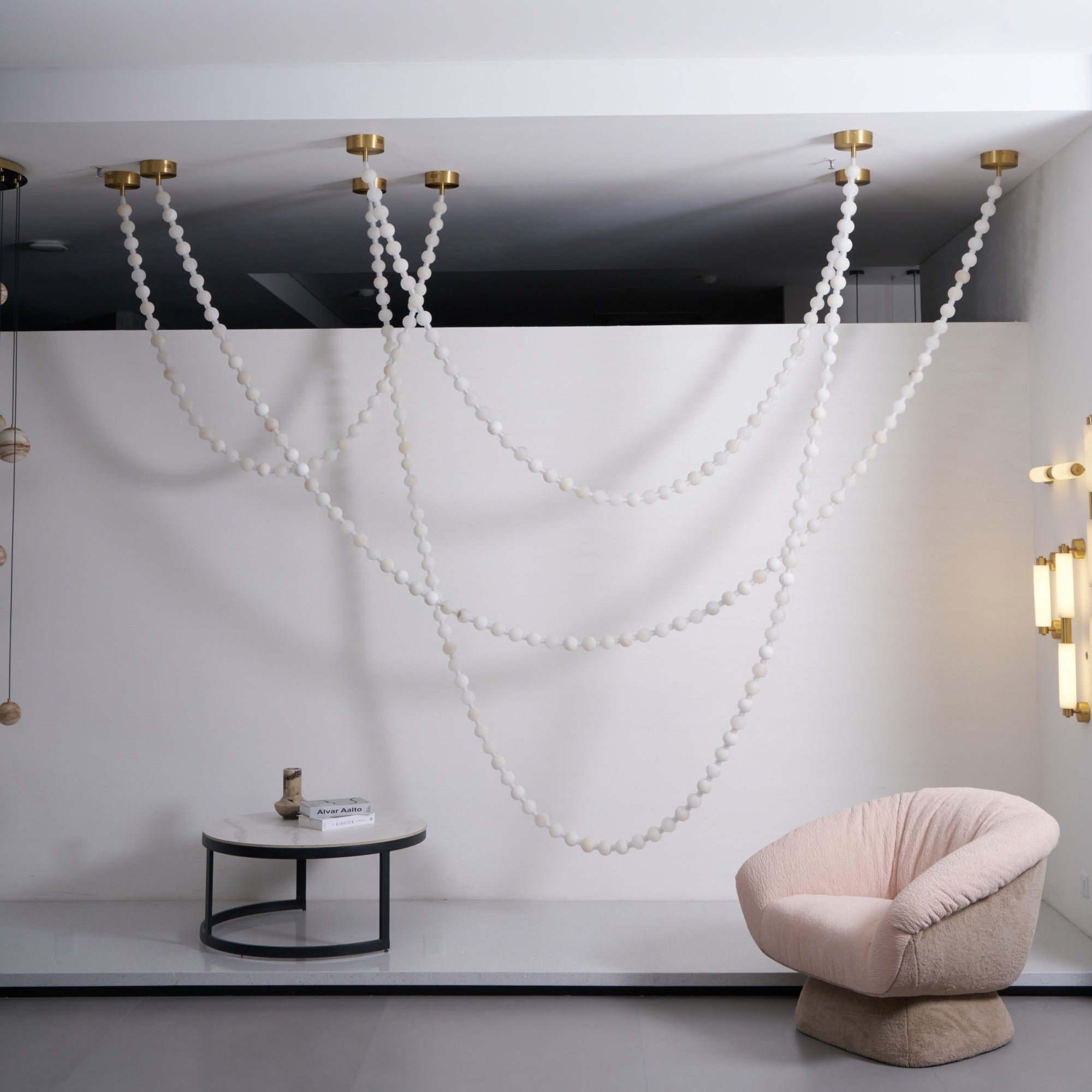 Alabaster Pearl Necklace Chandelier by Bling Lighting Studio