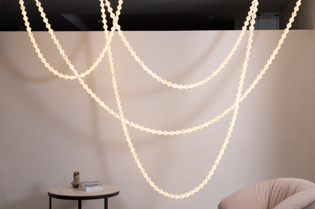 Alabaster Pearl Necklace Chandelier by Bling Lighting Studio