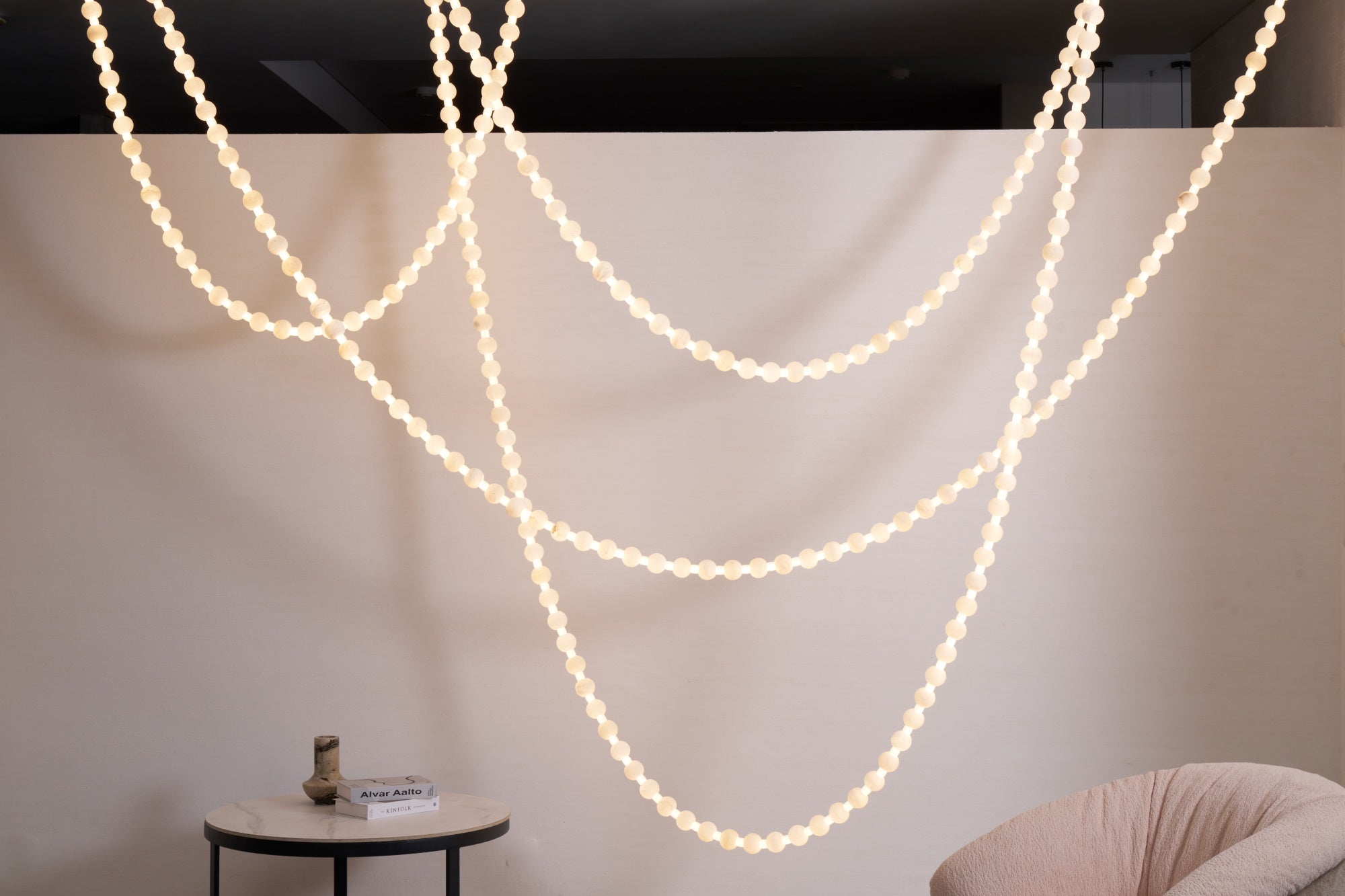 Alabaster Pearl Necklace Chandelier by Bling Lighting Studio