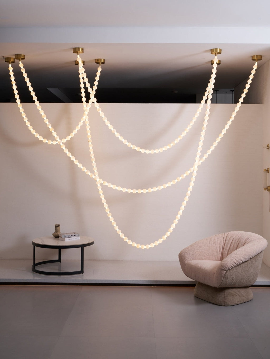 Alabaster Pearl Necklace Chandelier by Bling Lighting Studio