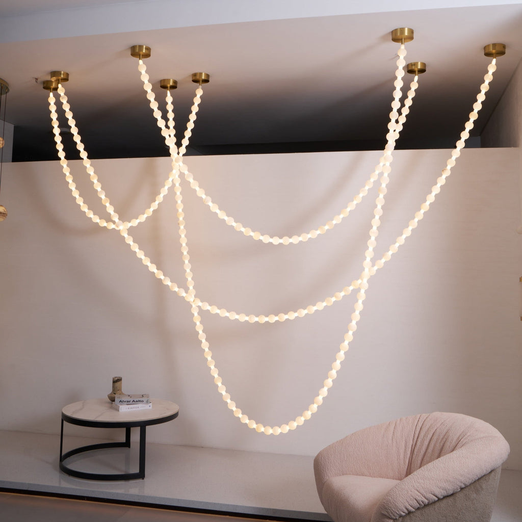 Alabaster Pearl Necklace Chandelier by Bling Lighting Studio
