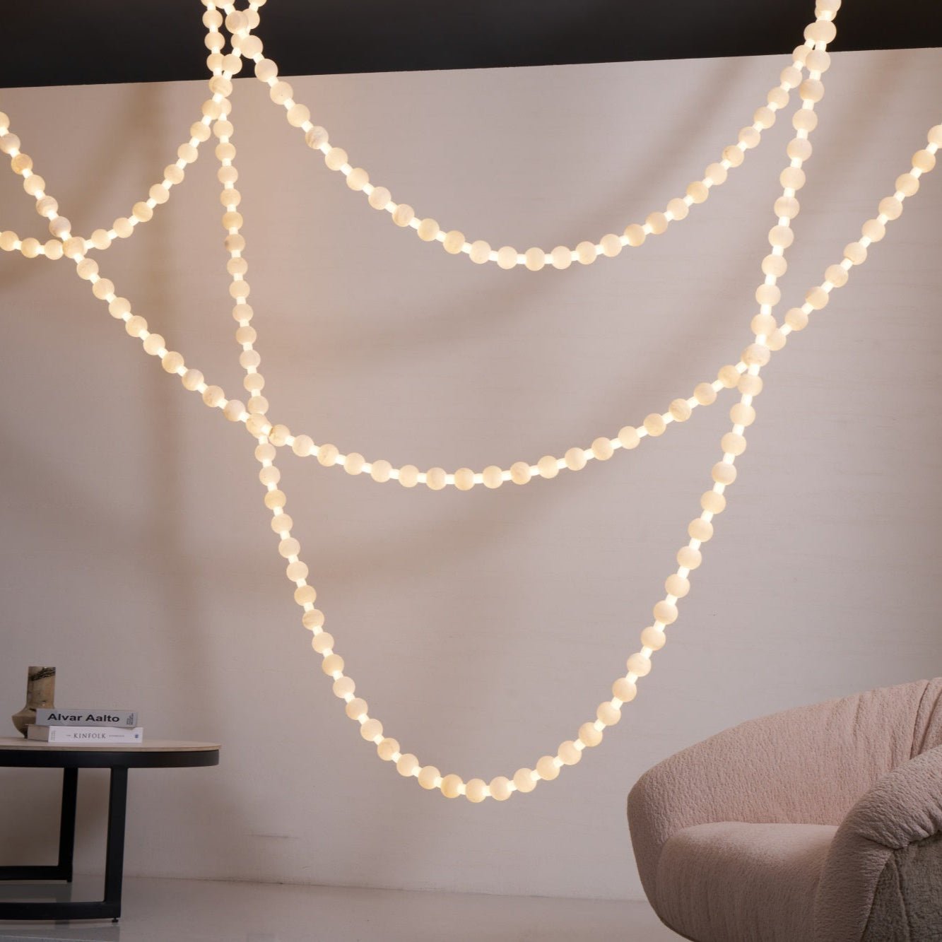 Alabaster Pearl Necklace Chandelier by Bling Lighting Studio