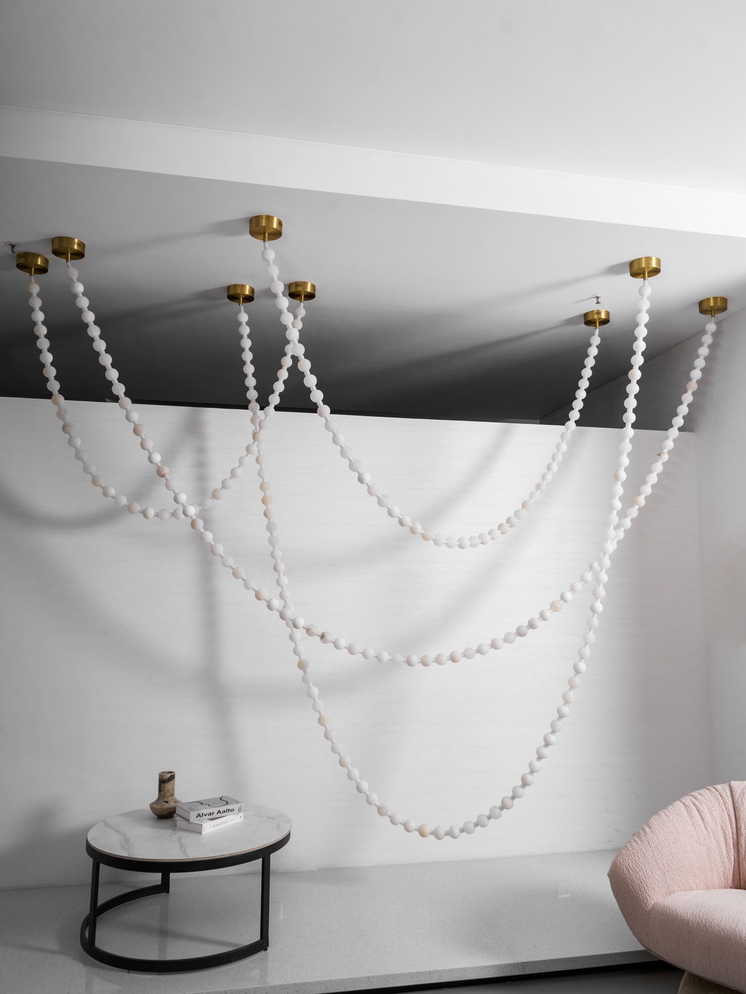 Alabaster Pearl Necklace Chandelier by Bling Lighting Studio