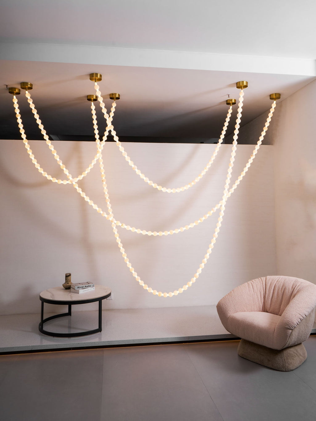 Alabaster Pearl Necklace Chandelier by Bling Lighting Studio