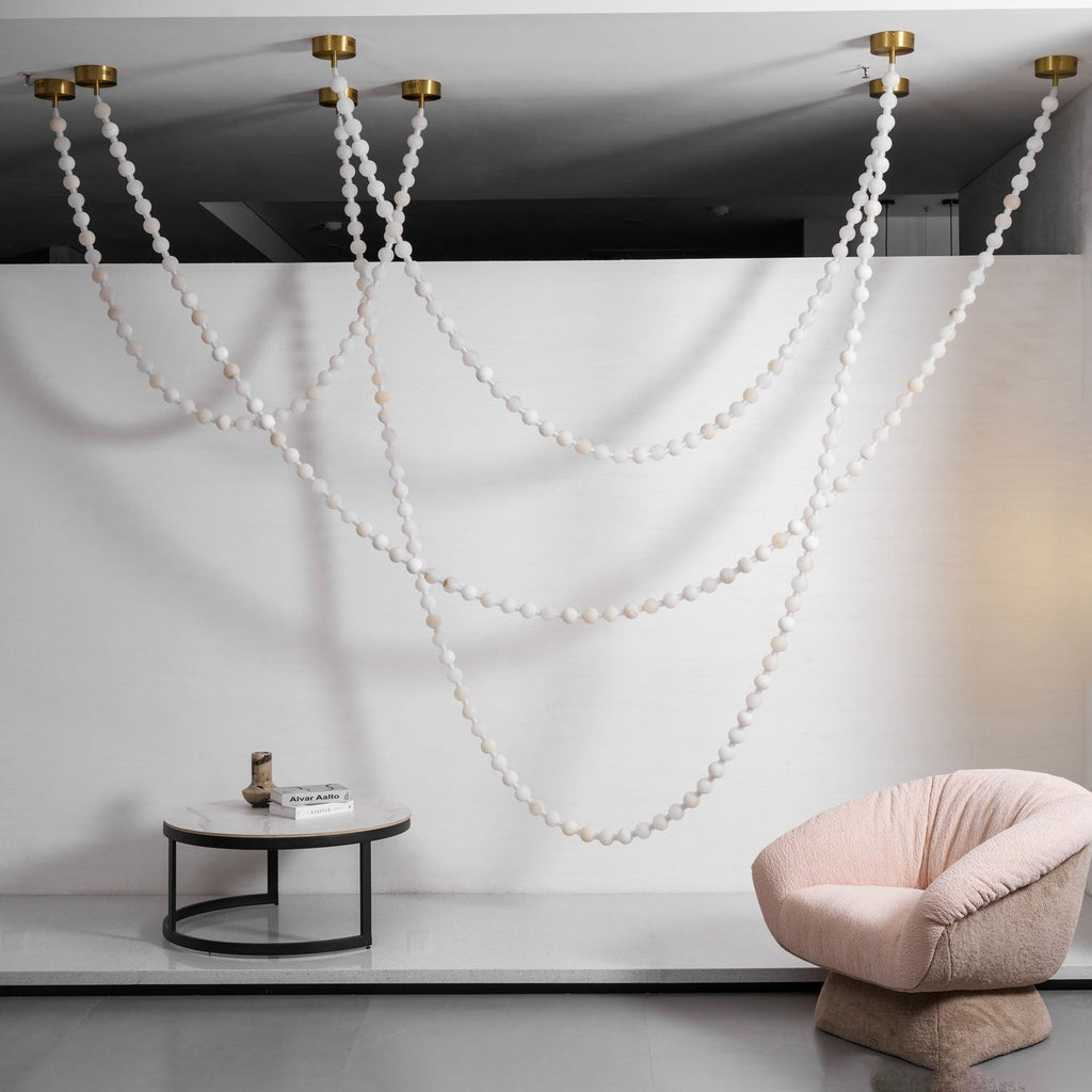 Alabaster Pearl Necklace Chandelier by Bling Lighting Studio