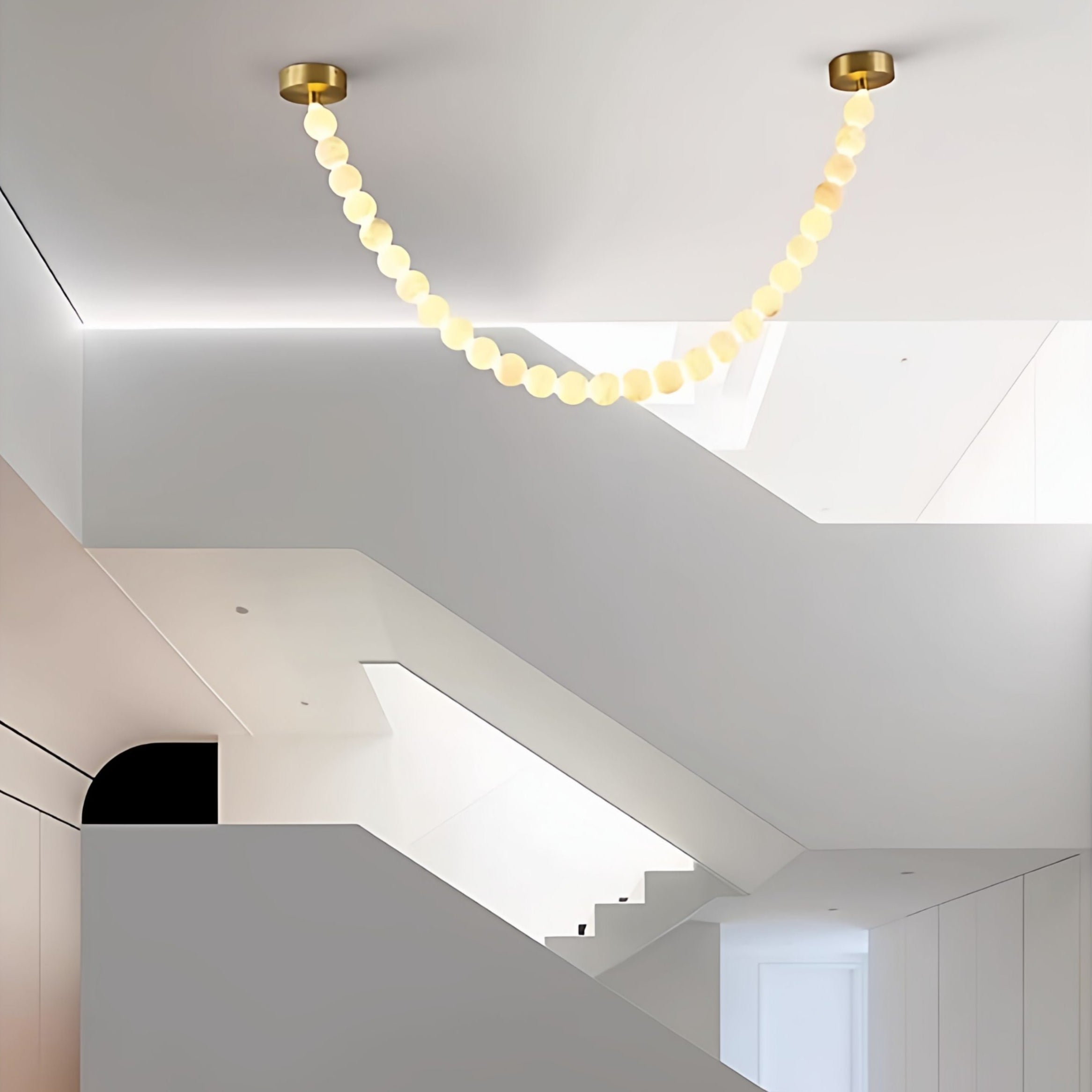 Alabaster Pearl Necklace Chandelier by Bling Lighting Studio