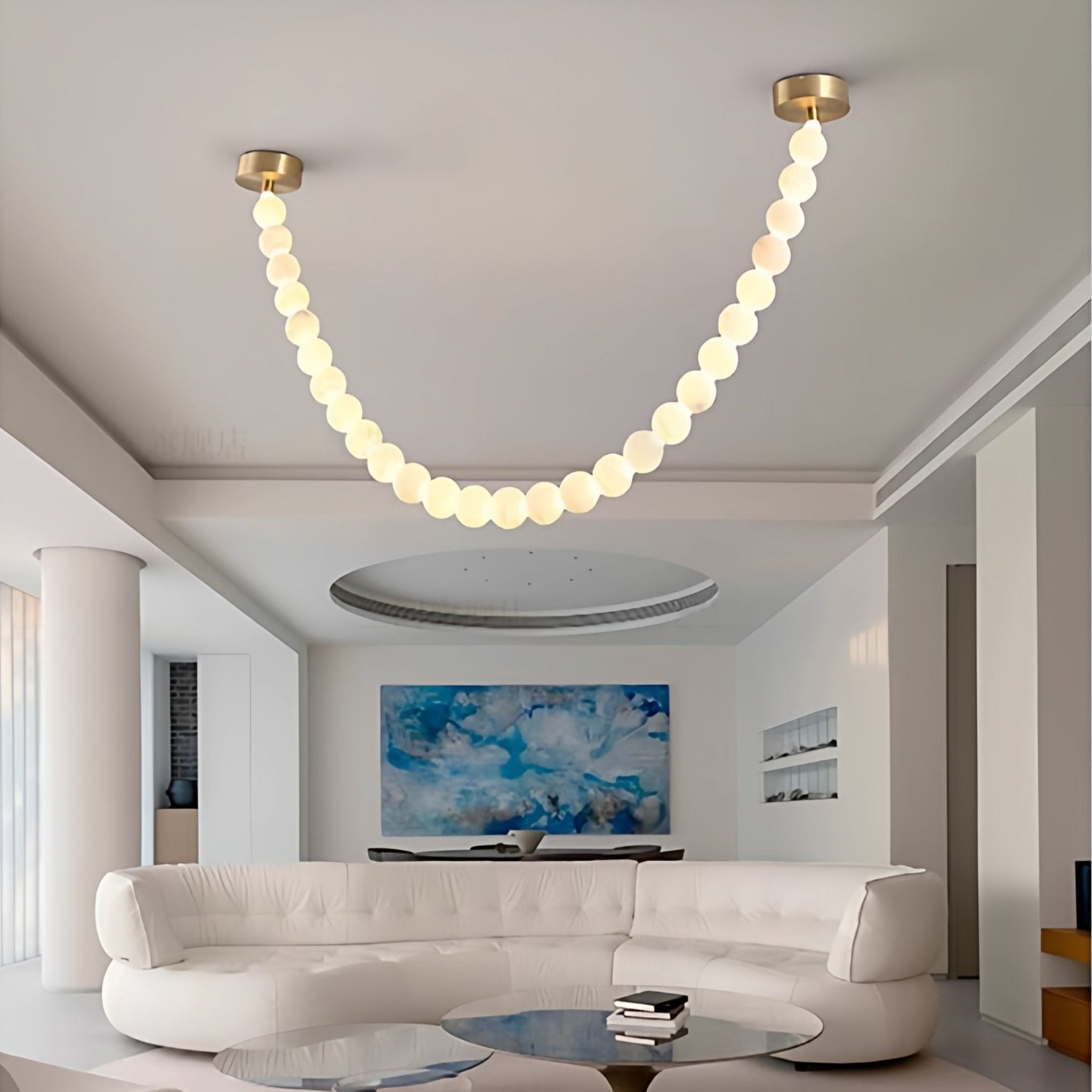 Alabaster Pearl Necklace Chandelier by Bling Lighting Studio