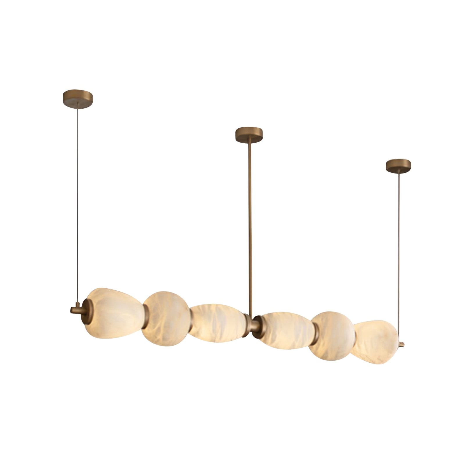 Alabaster Pebble Linear Chandelier by Bling Lighting Studio