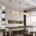 Alabaster Pebble Linear Chandelier by Bling Lighting Studio
