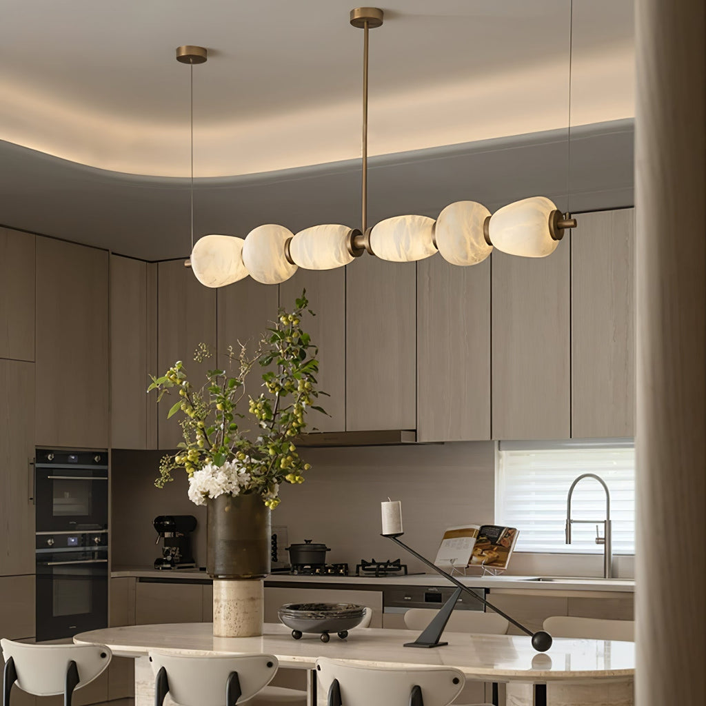 Alabaster Pebble Linear Chandelier by Bling Lighting Studio