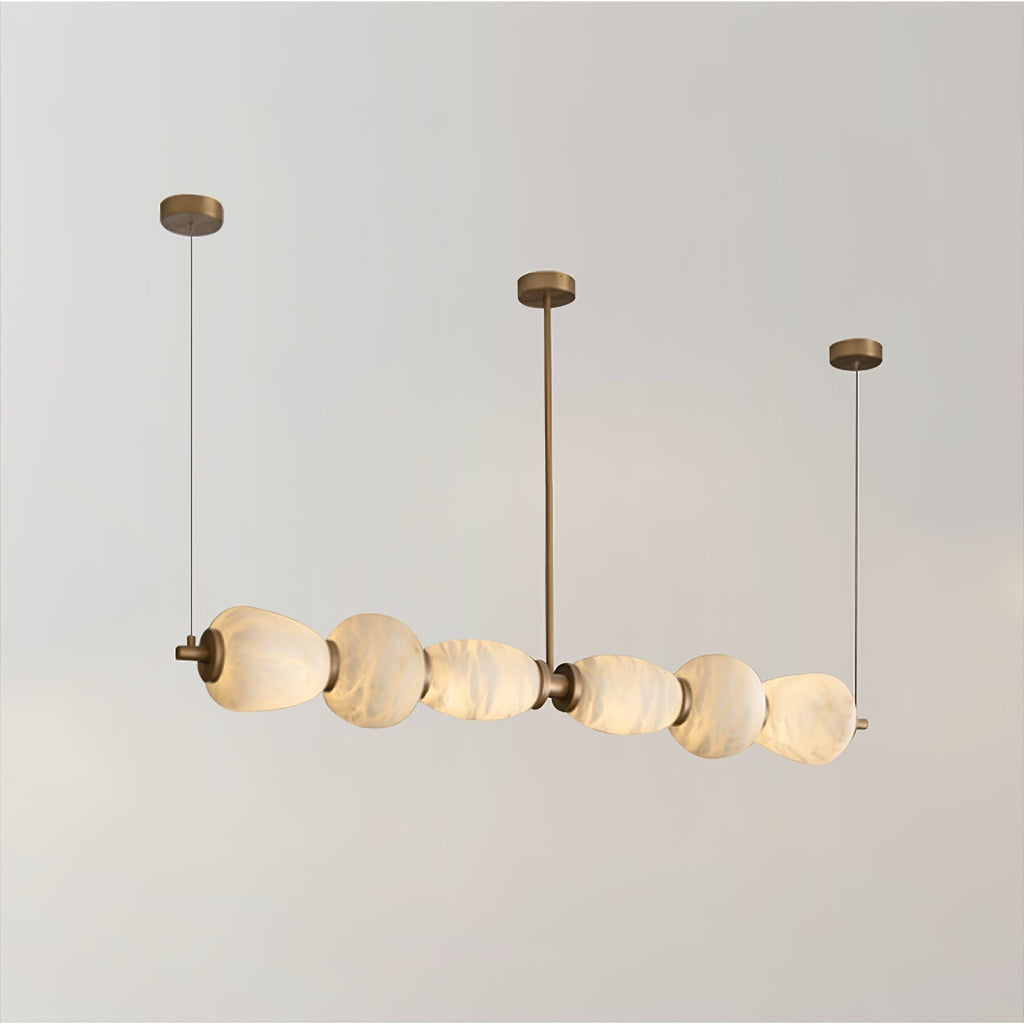 Alabaster Pebble Linear Chandelier by Bling Lighting Studio