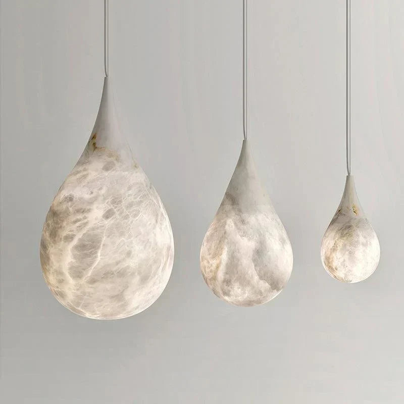 Alabaster Rain Pendant Lighting, Dining Table Pendant by Bling Lighting Studio