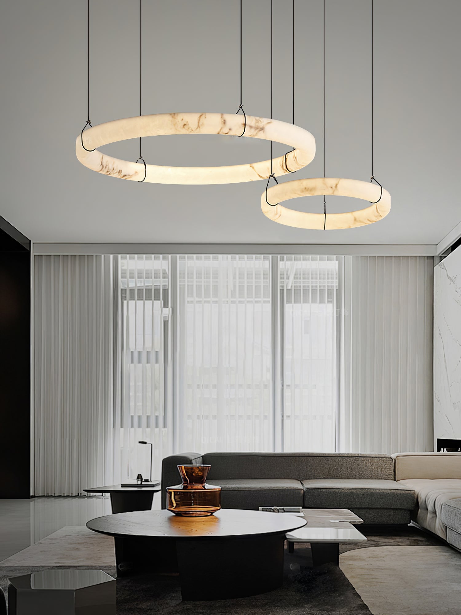 Alabaster Ring Pendant Lamp by Bling Lighting Studio
