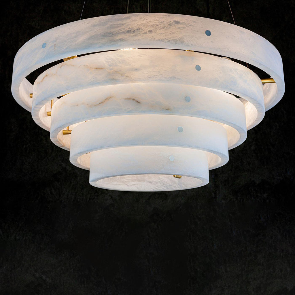 Alabaster Round Suspension Chandelier 52'' by Bling Lighting Studio