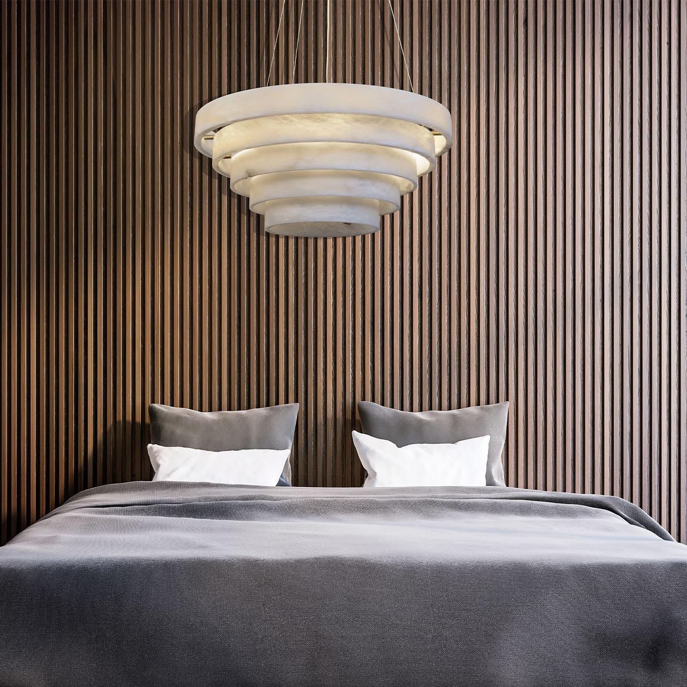 Alabaster Round Suspension Chandelier 52'' by Bling Lighting Studio