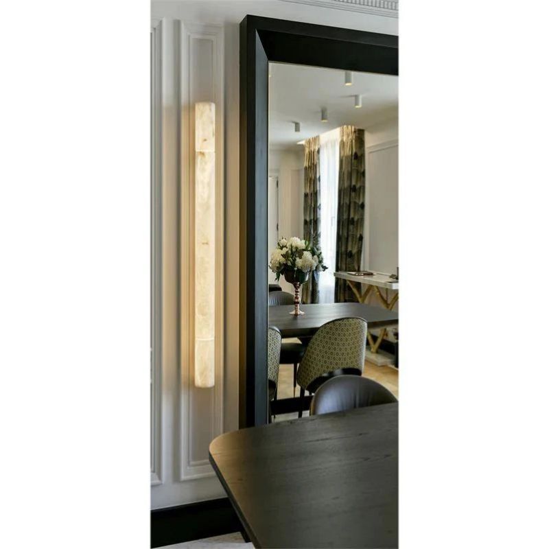 Alabaster Round Tube Wall Sconce by Bling Lighting Studio