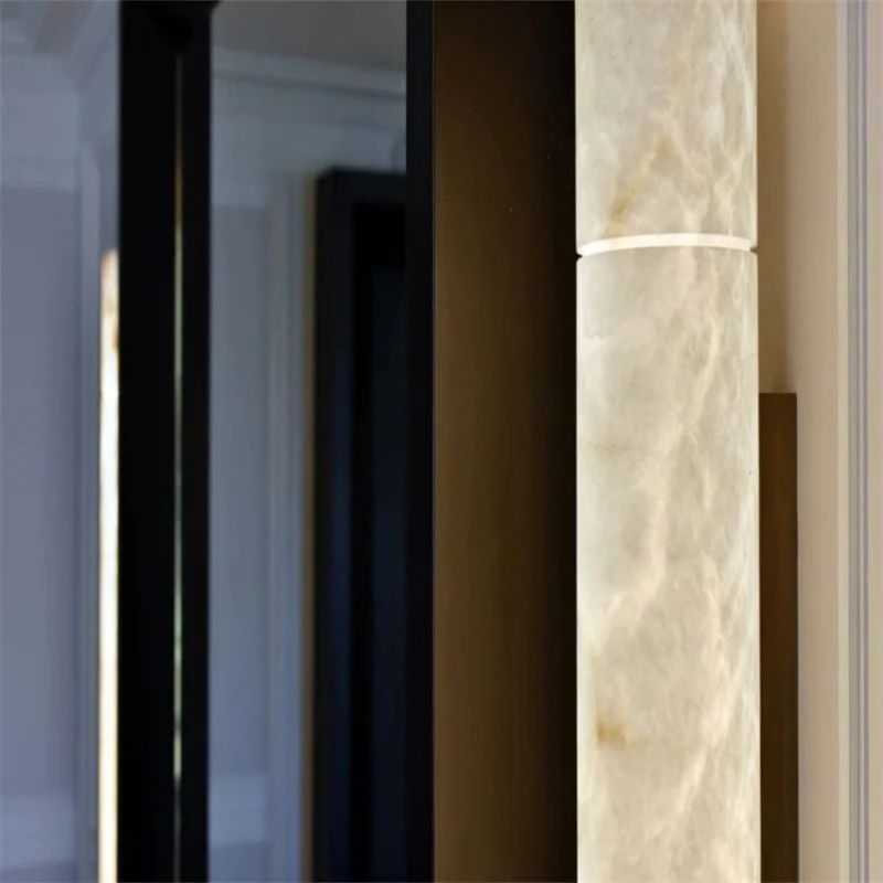 Alabaster Round Tube Wall Sconce by Bling Lighting Studio