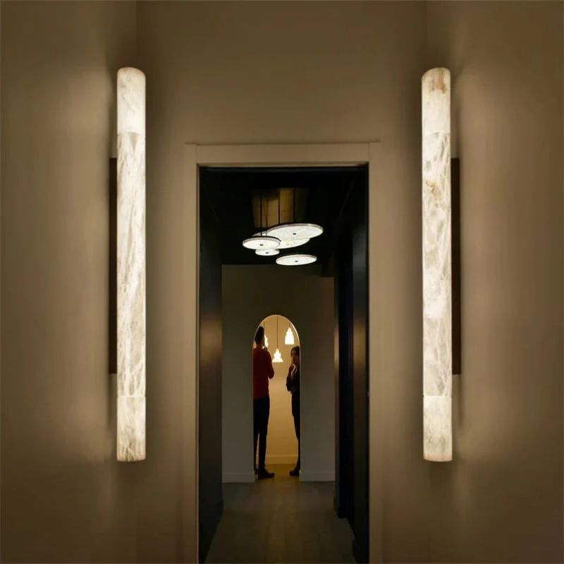 Alabaster Round Tube Wall Sconce by Bling Lighting Studio