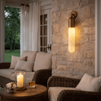 Alabaster Sculpted Tube Wall Sconce by Bling Lighting Studio