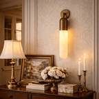 Alabaster Sculpted Tube Wall Sconce by Bling Lighting Studio
