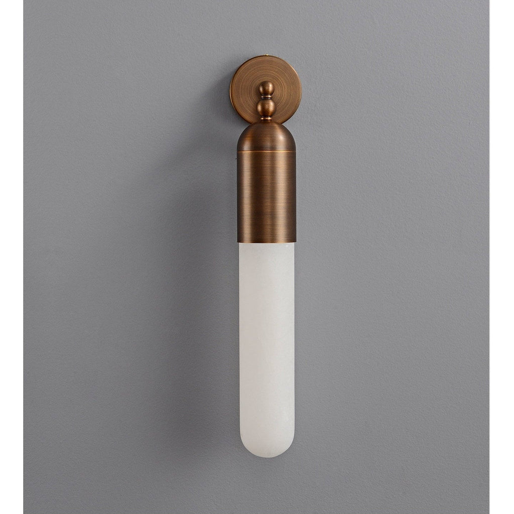 Alabaster Sculpted Tube Wall Sconce by Bling Lighting Studio