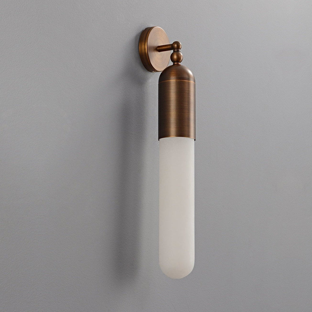 Alabaster Sculpted Tube Wall Sconce by Bling Lighting Studio