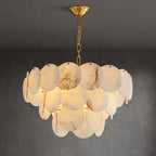 Alabaster Shell Brass Chandelier with 2/3/4/5/6 layer by Bling Lighting Studio