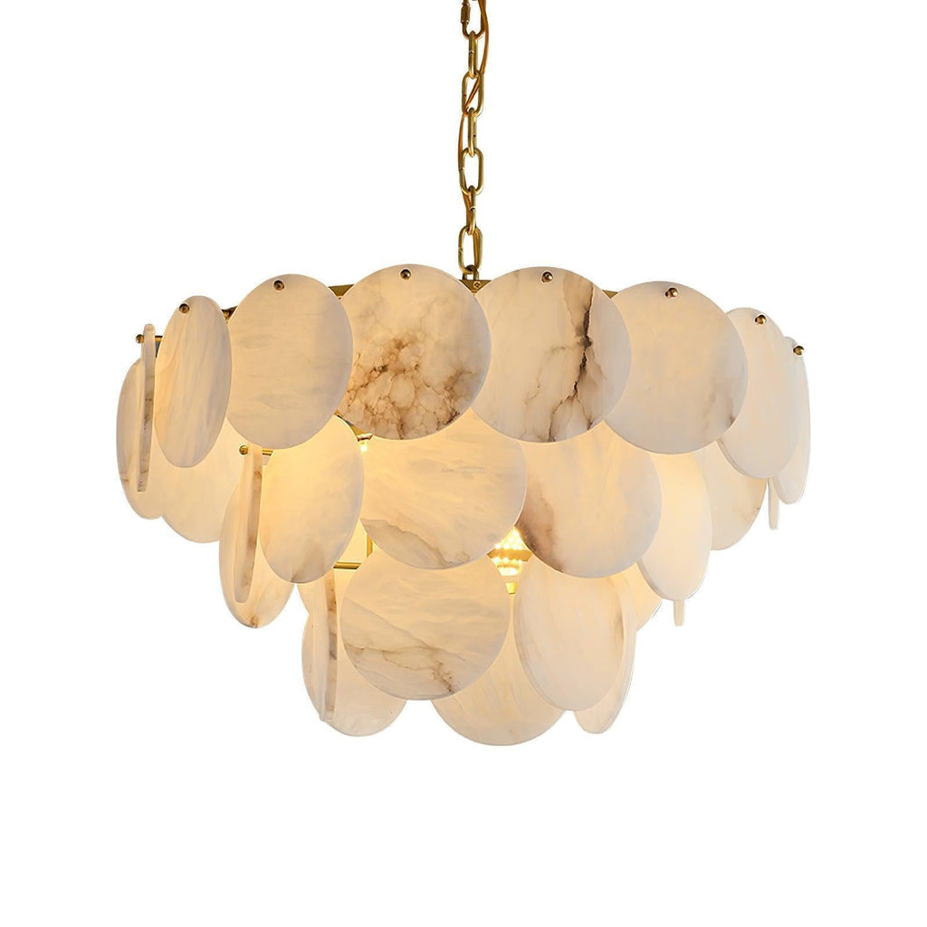 Alabaster Shell Brass Chandelier with 2/3/4/5/6 layer by Bling Lighting Studio
