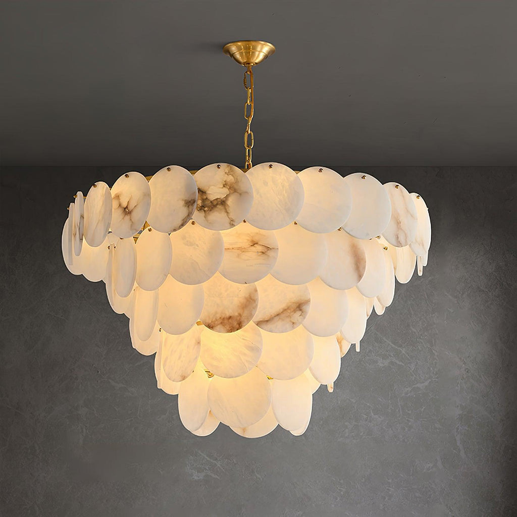 Alabaster Shell Brass Chandelier with 2/3/4/5/6 layer by Bling Lighting Studio
