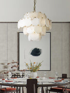 Alabaster Shell Brass Chandelier with 2/3/4/5/6 layer by Bling Lighting Studio