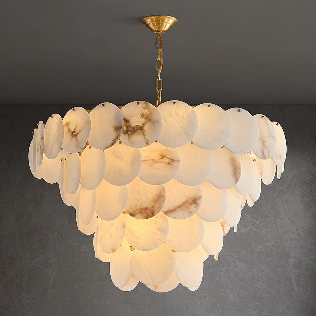 Alabaster Shell Brass Chandelier with 2/3/4/5/6 layer by Bling Lighting Studio