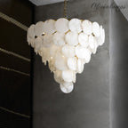 Alabaster Shell Brass Chandelier with 2/3/4/5/6 layer by Bling Lighting Studio