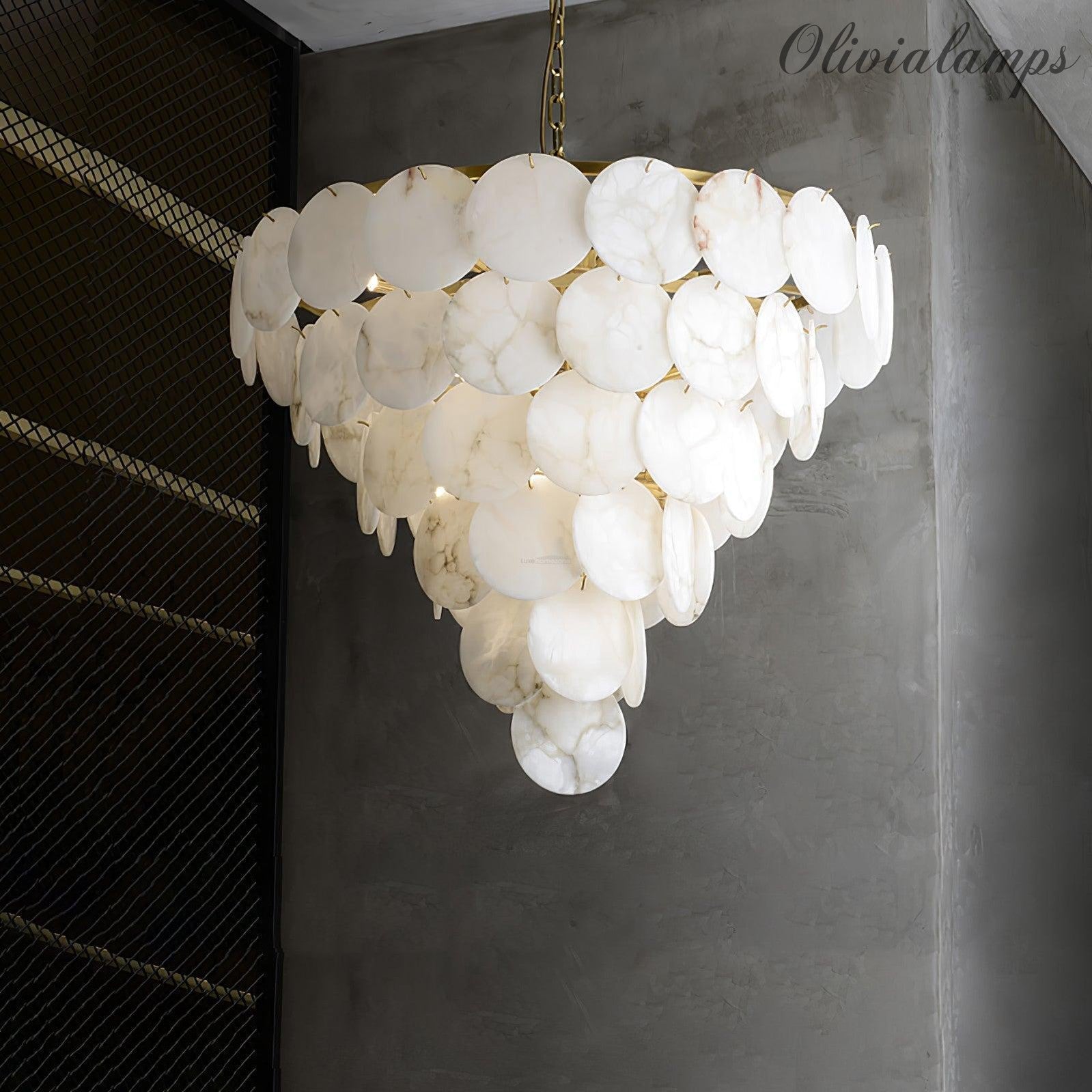 Alabaster Shell Brass Chandelier with 2/3/4/5/6 layer by Bling Lighting Studio