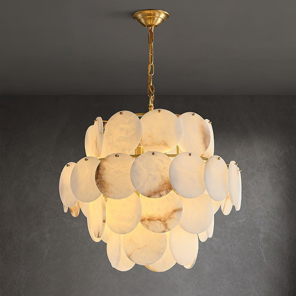 Alabaster Shell Brass Chandelier with 2/3/4/5/6 layer by Bling Lighting Studio