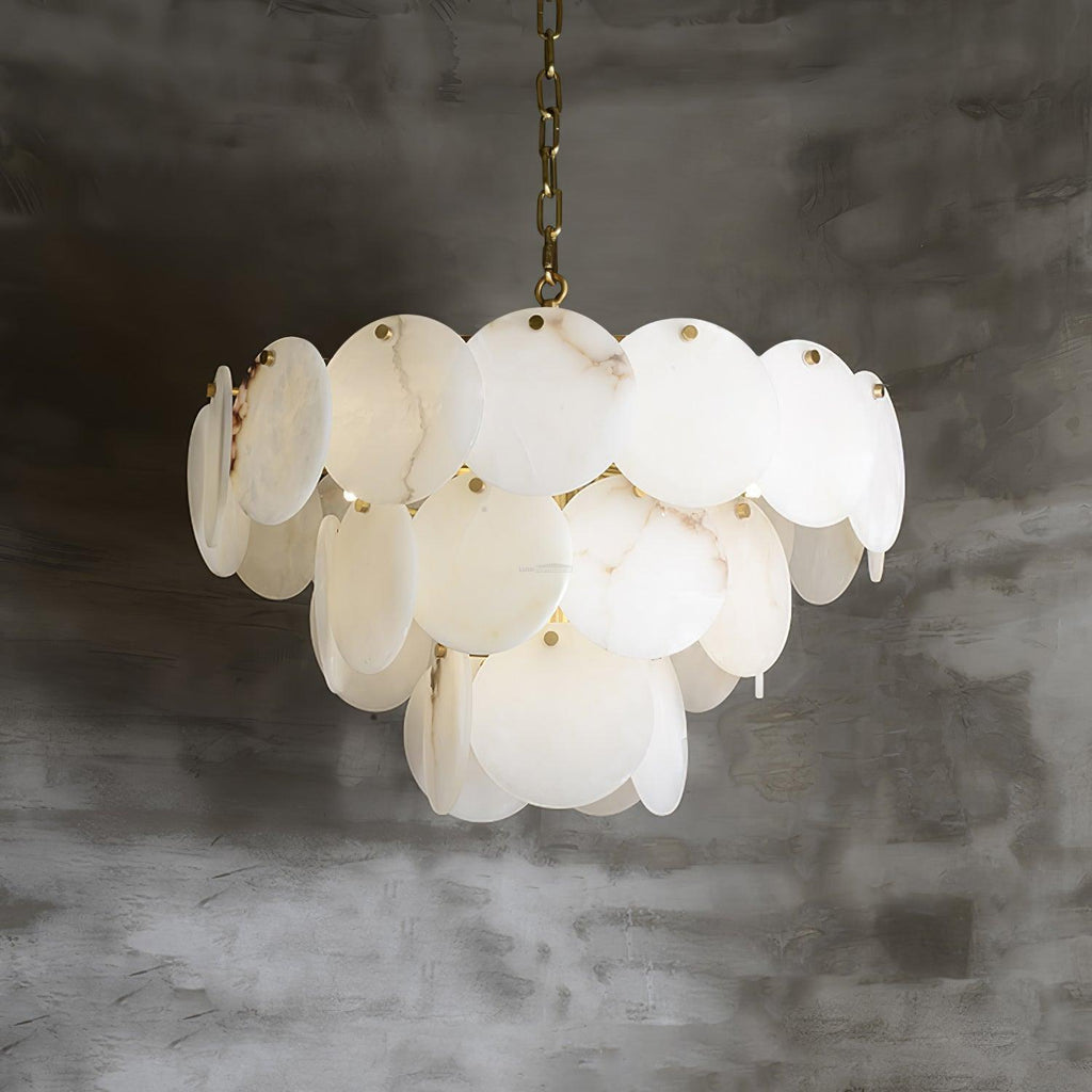 Alabaster Shell Brass Chandelier with 2/3/4/5/6 layer by Bling Lighting Studio