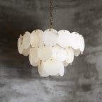Alabaster Shell Brass Chandelier with 2/3/4/5/6 layer by Bling Lighting Studio