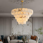 Alabaster Shell Brass Chandelier with 2/3/4/5/6 layer by Bling Lighting Studio