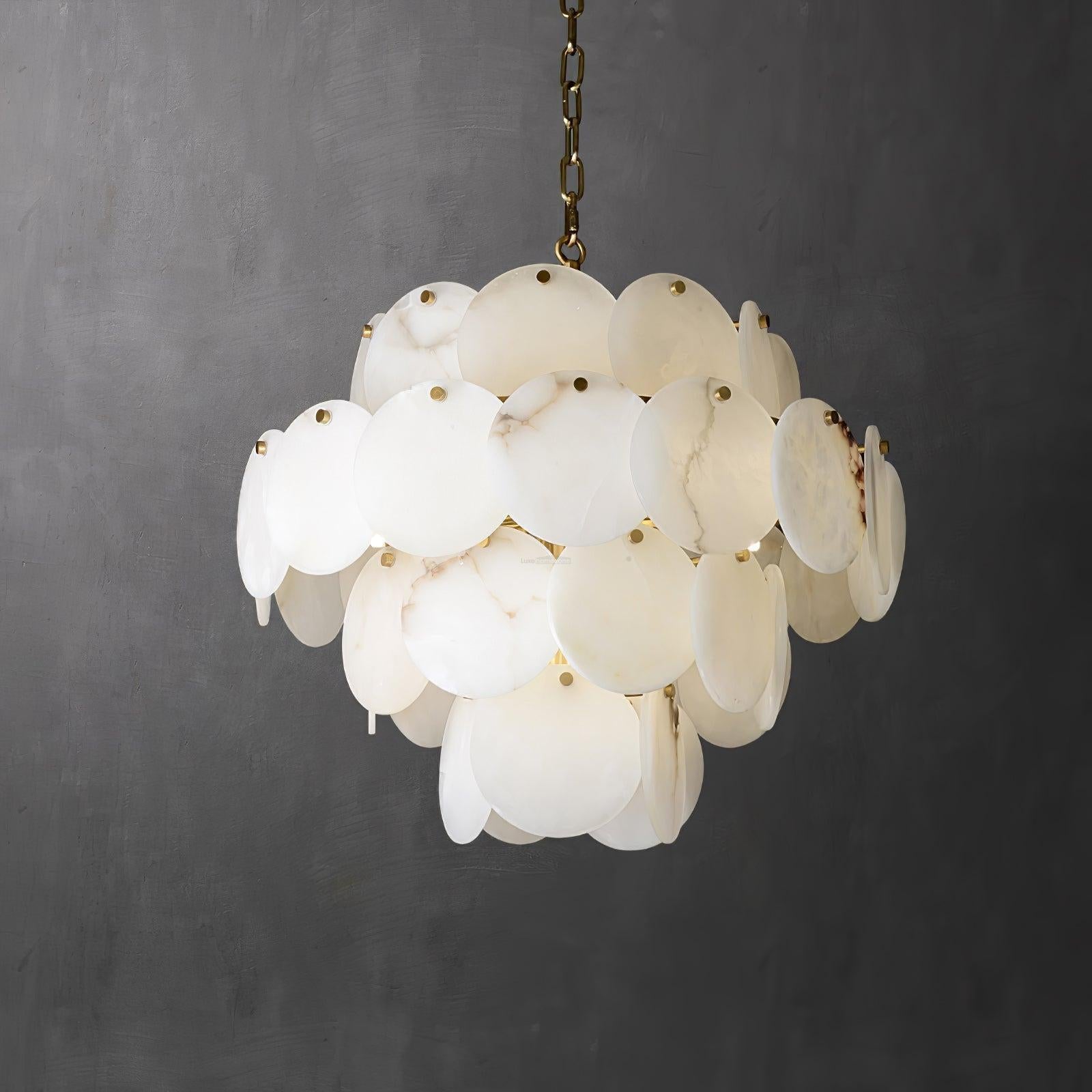 Alabaster Shell Brass Chandelier with 2/3/4/5/6 layer by Bling Lighting Studio
