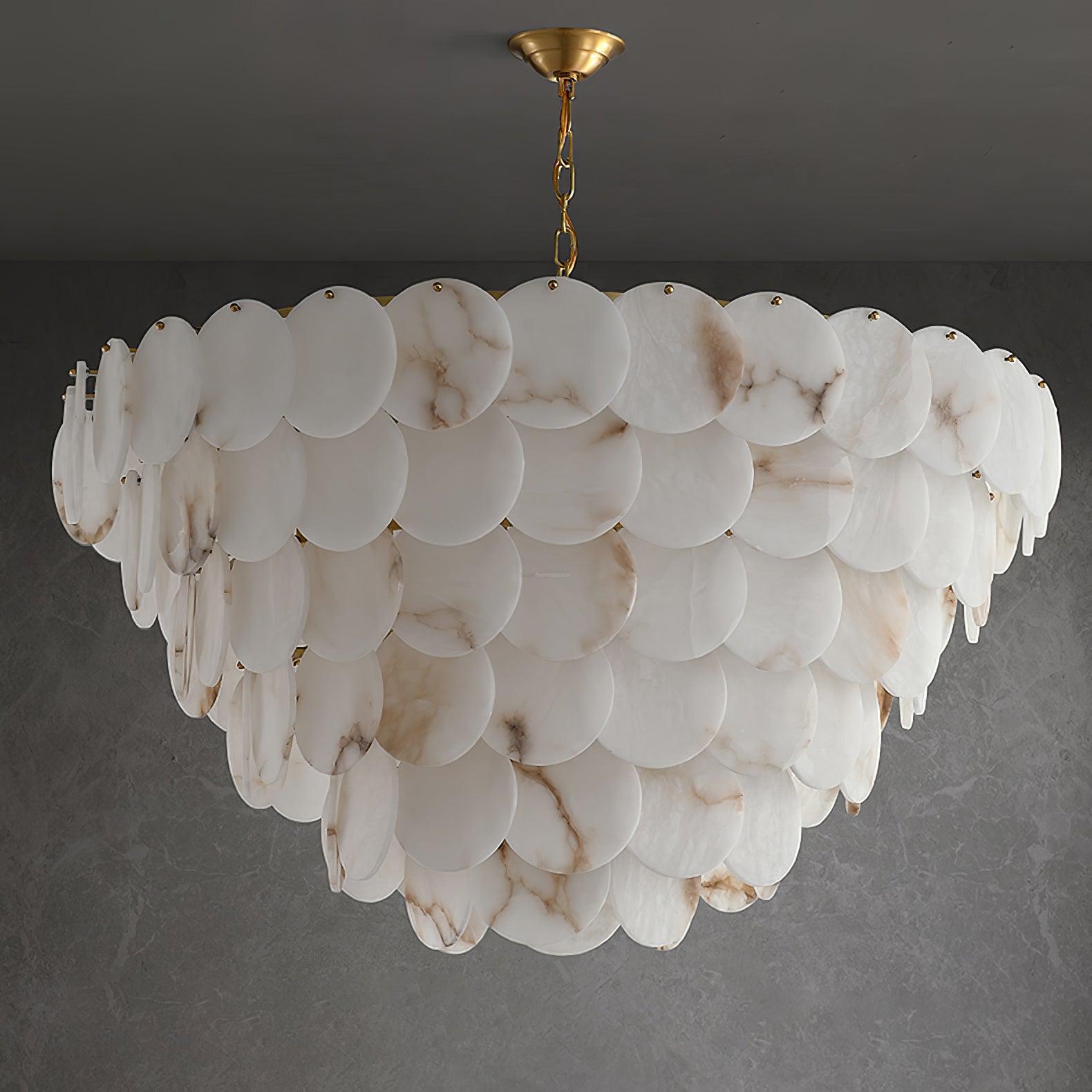 Alabaster Shell Brass Chandelier with 2/3/4/5/6 layer by Bling Lighting Studio