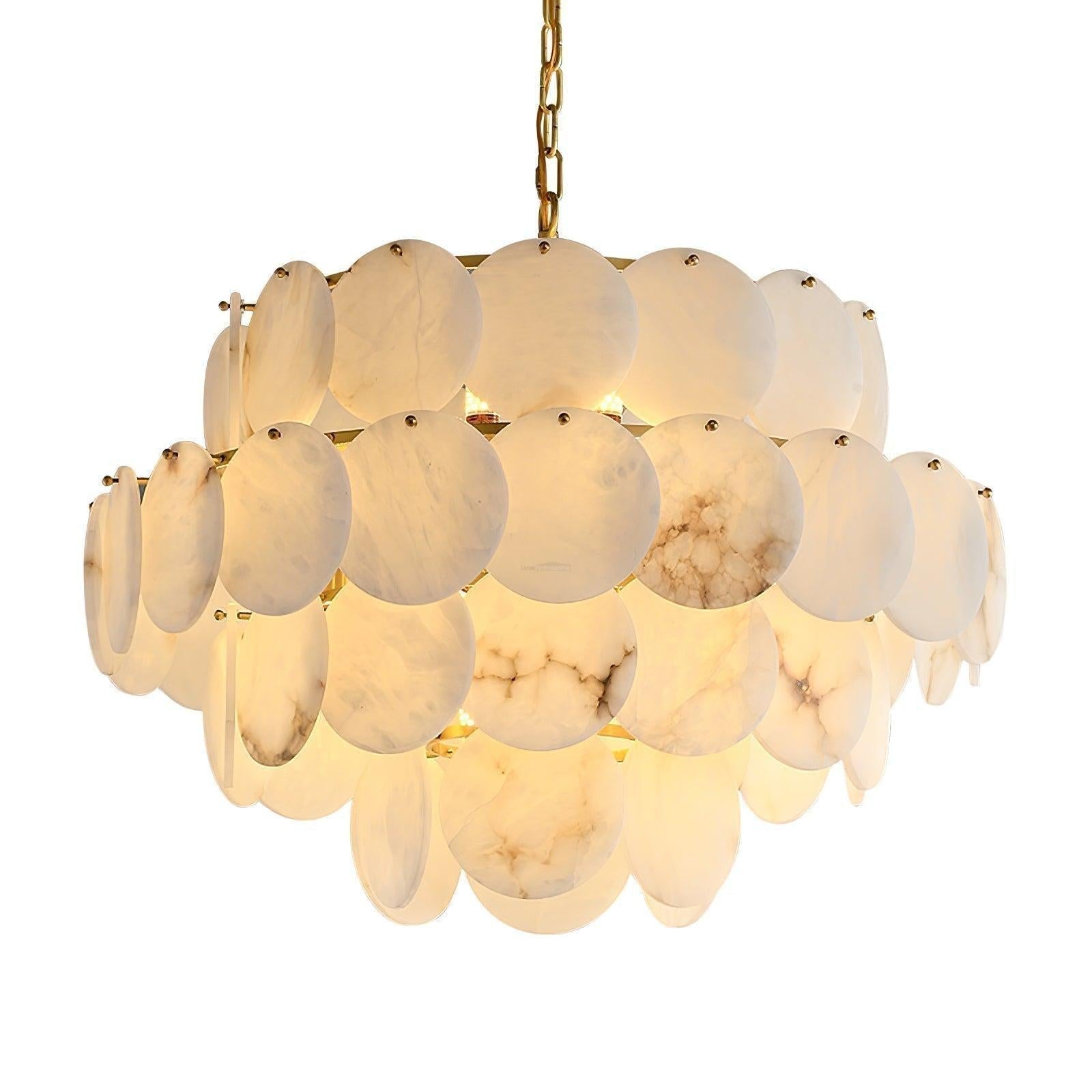 Alabaster Shell Brass Chandelier with 2/3/4/5/6 layer by Bling Lighting Studio