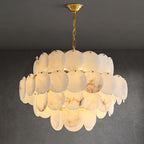 Alabaster Shell Brass Chandelier with 2/3/4/5/6 layer by Bling Lighting Studio