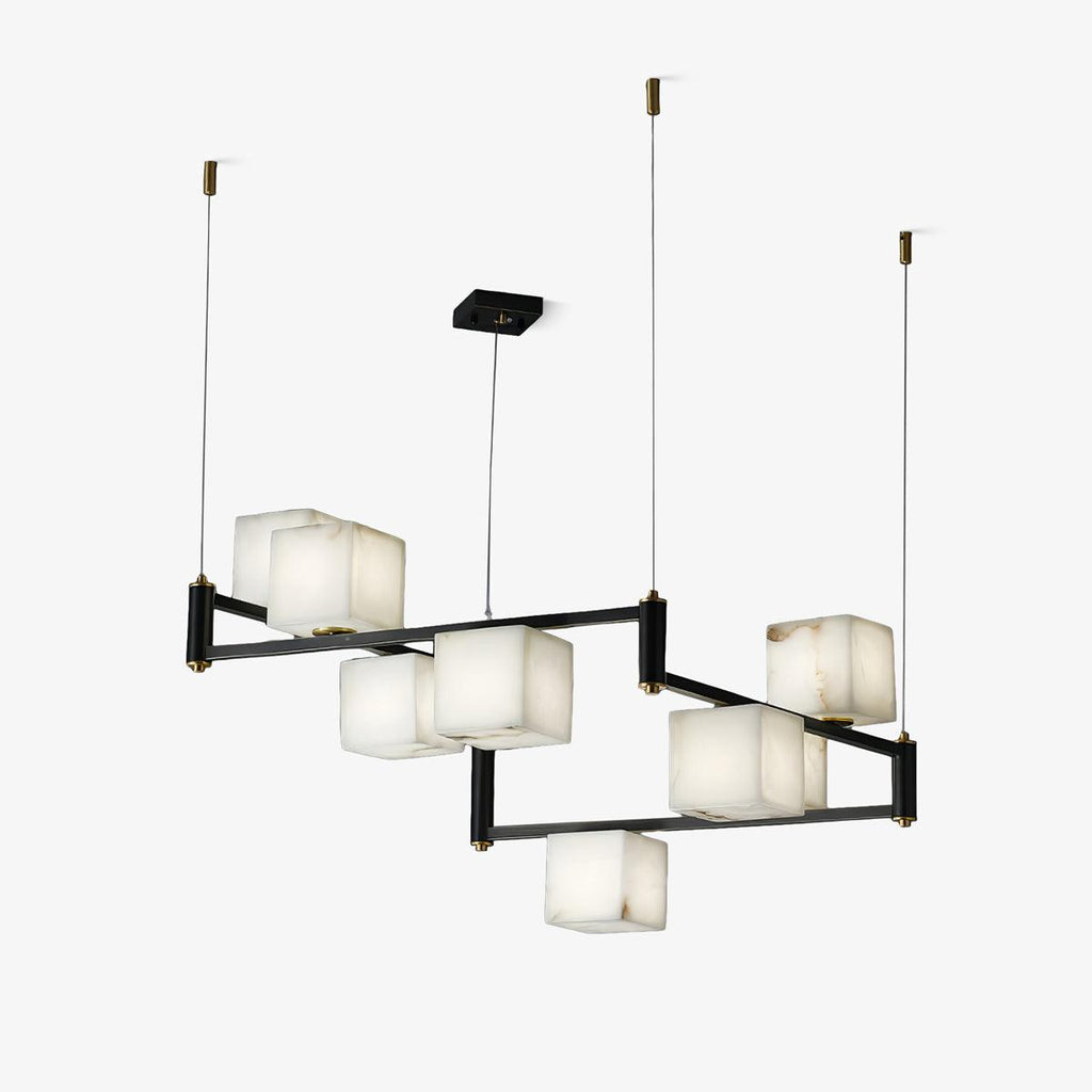 Alabaster Square Box Chandelier by Bling Lighting Studio