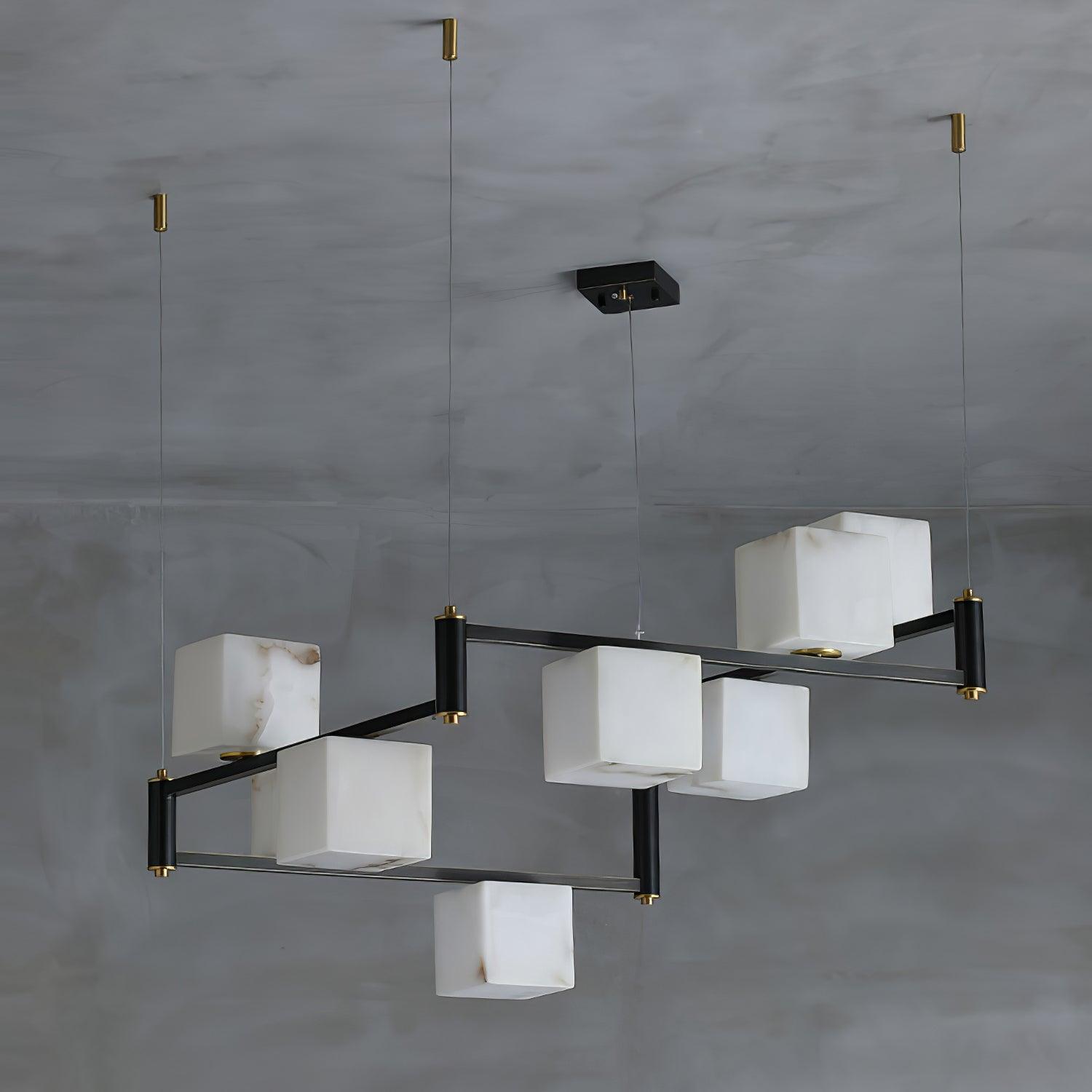 Alabaster Square Box Chandelier by Bling Lighting Studio