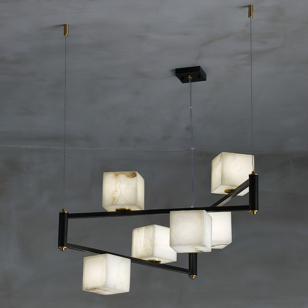 Alabaster Square Box Chandelier by Bling Lighting Studio