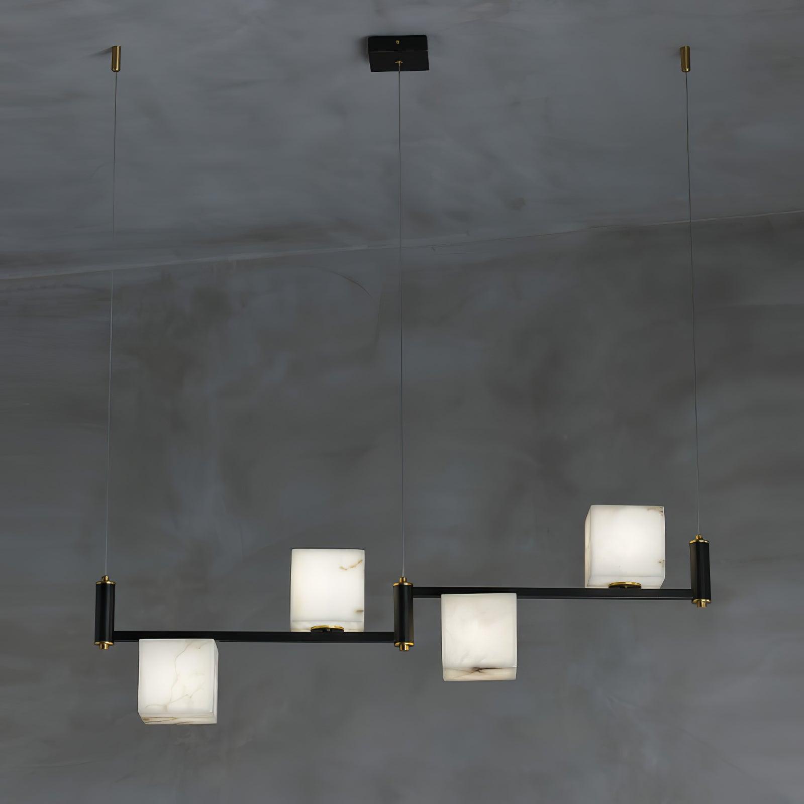 Alabaster Square Box Chandelier by Bling Lighting Studio