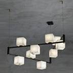 Alabaster Square Box Chandelier by Bling Lighting Studio
