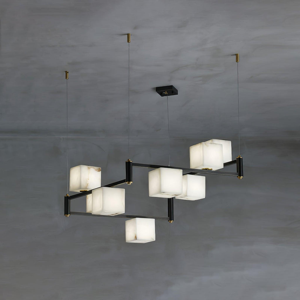 Alabaster Square Box Chandelier by Bling Lighting Studio