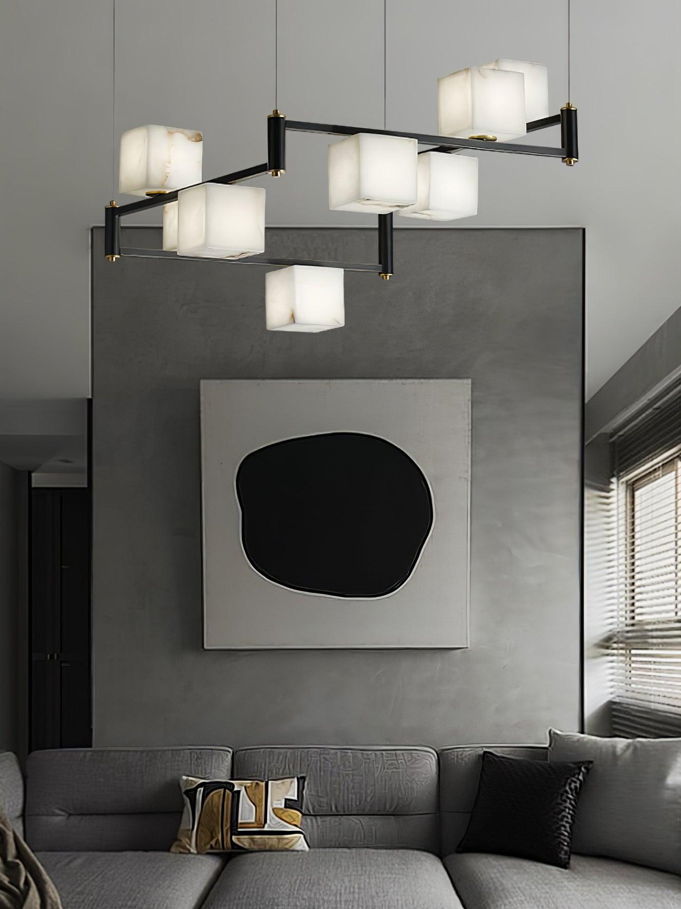 Alabaster Square Box Chandelier by Bling Lighting Studio