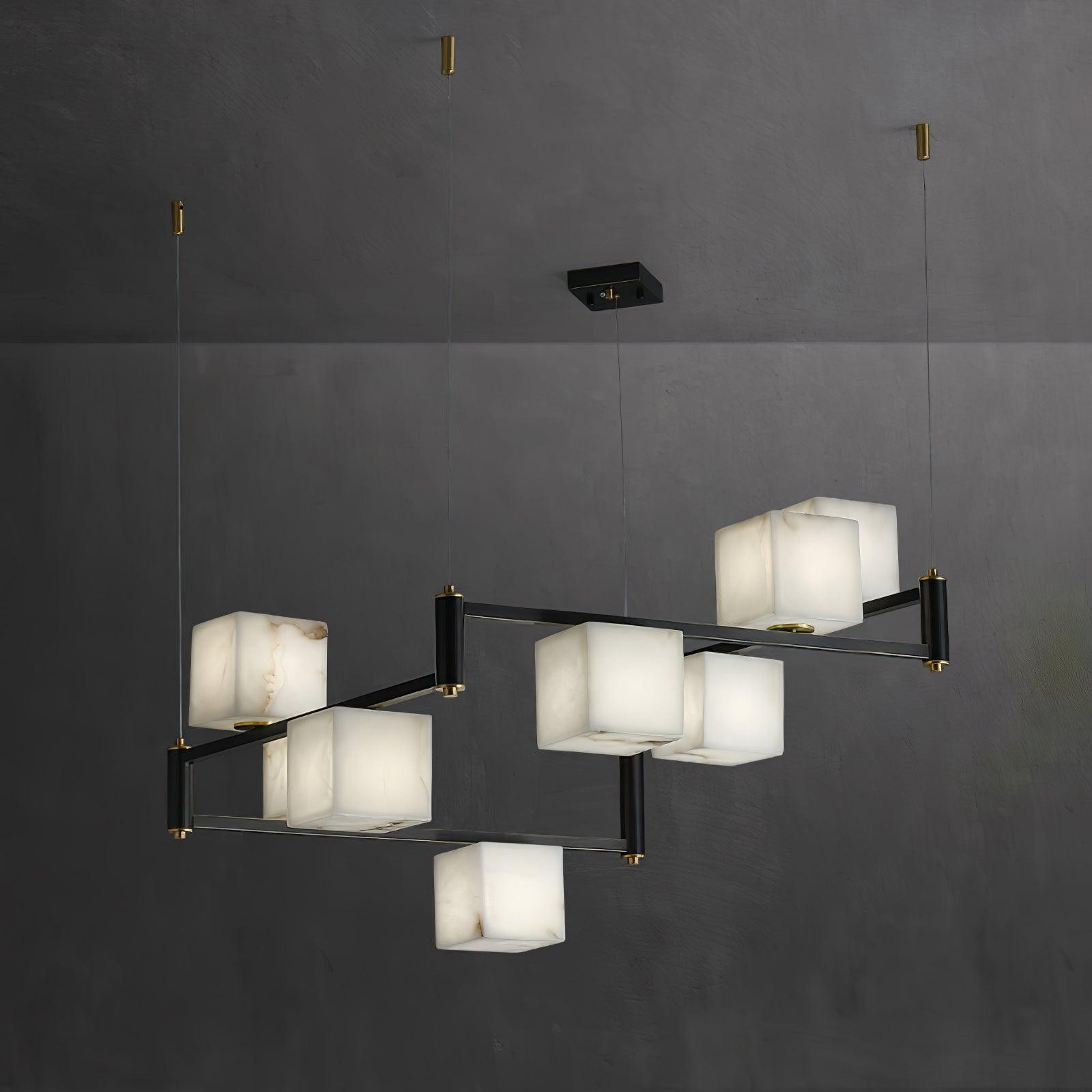 Alabaster Square Box Chandelier by Bling Lighting Studio